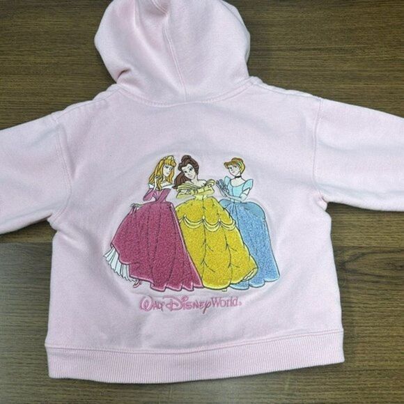 Disney Parks Princess Hoodie Zip Up Jacket Girls XS Pink - Picture 3 of 9